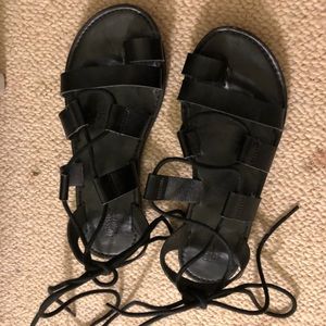 Black tie up sandals